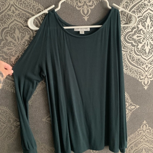 Amour Vert XS cold shoulder teal long sleeve shirt - Picture 1 of 4